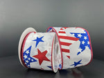 Funky Patriotic Stars Wired Ribbon - 2.5" x 10yds