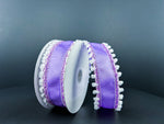 Lavender Ribbed Satin w/ White Snowball Wired Ribbon - 1.5" x 10yds