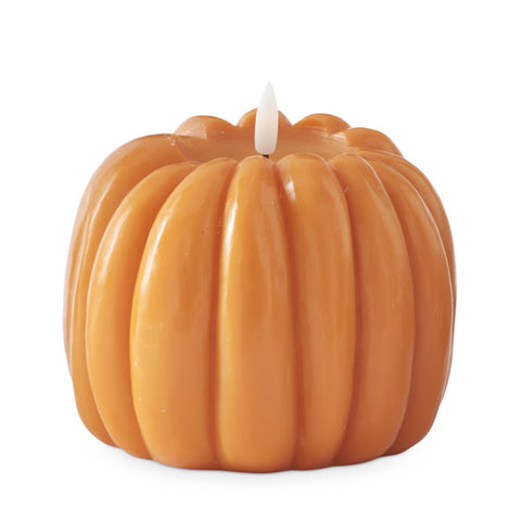 5" Wax LED Flicker Flame Candle w/Timer - Orange