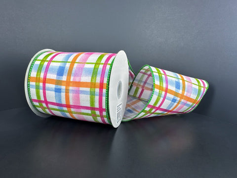 Colorful Tuttola Plaid Wired Ribbon - 4" x 10yds