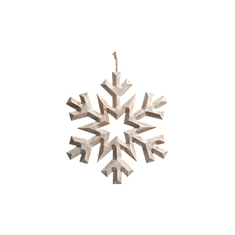 12" Whitewashed Snowflake Ornament