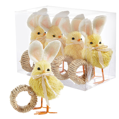 6" BOX OF CHICK WITH BUNNY EARS NAPKIN RINGS