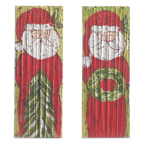 7.75" Santa Textured Wood Block-Choose from 2 styles