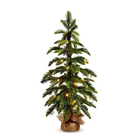 28" Lighted Pine Tree in a Burlap Bag