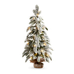 28" Lighted Flocked Pine Tree in a Burlap Bag