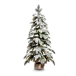 36" Lighted Flocked Pine Tree in a Burlap Bag