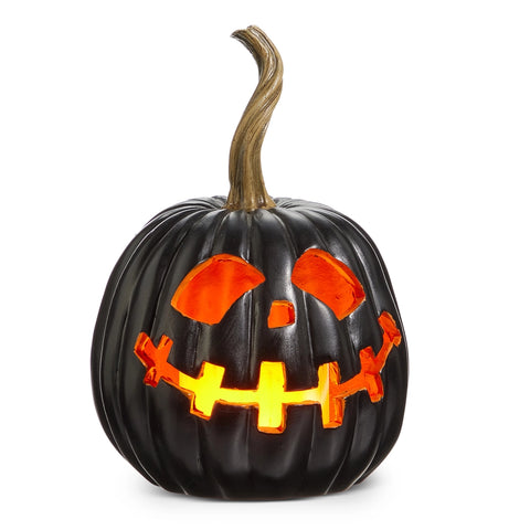 8" Lighted Black Jack O Lantern - Black