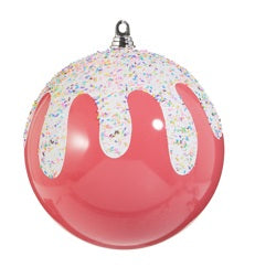10" Frosted With Sprinkles Ball Ornament - Pink (OVERSIZED)