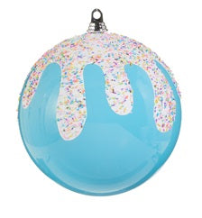 10" Frosted With Sprinkles Ball Ornament - Baby Blue (OVERSIZED)