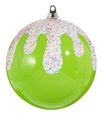 10" Frosted With Sprinkles Ball Ornament - Lime Green (OVERSIZED)