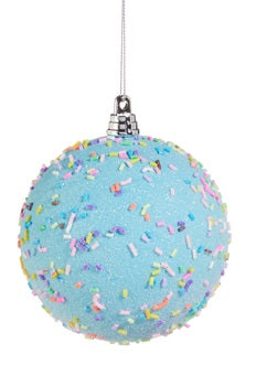 4" Sprinkled Ball Ornament - Baby Blue