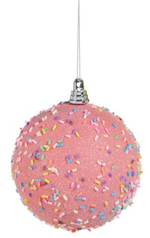 4" Sprinkled Ball Ornament - Pink
