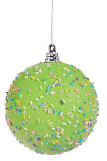 4" Sprinkled Ball Ornament - Lime Green