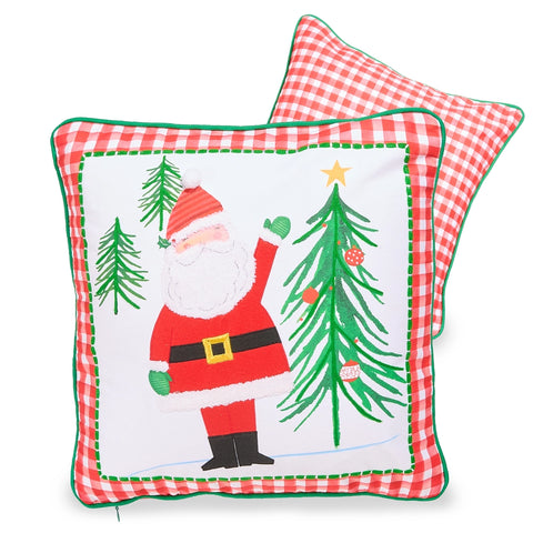18" Spirited Medley Santa Pillow - White/Red/Green