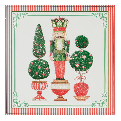 14.5" Retro Nutcracker Topiary Metal Wall Art