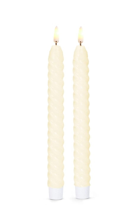 8.5" Set of 2 Taper Twist Candles (Battery Operated) - Ivory