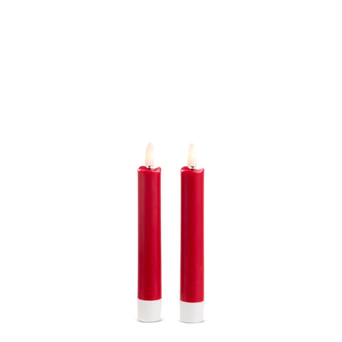 5.5" Taper Candles - Red - Battery Operated - Set of 2