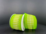 Lime Gingham Center Wired Ribbon - 2.5" x 10yds