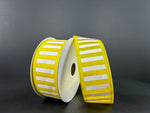 Bright Yellow/White Stripe Wired Ribbon - 1.5"x10Yds