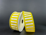 Bright Yellow w/ White Stripe Wired Ribbon - 1.5" x 10yds