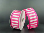 Hot Pink & White Stripe Wired Ribbon - 1.5" x 10yds