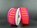 Hot Pink & Bright Orange Stripe Wired Ribbon - 1.5" x 10yds