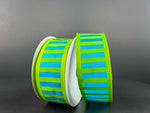 Lime & Turquoise Striped Wired Ribbon - 1.5" x 10yds