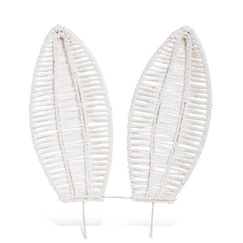 16" Woven Bunny Ear Stake - White