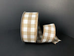 Tan Buffalo Check Wired Ribbon - 1.5"x10Yds