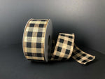 Dark Tan & Black Classic Checked Wired Ribbon - 1.5" x 10yds