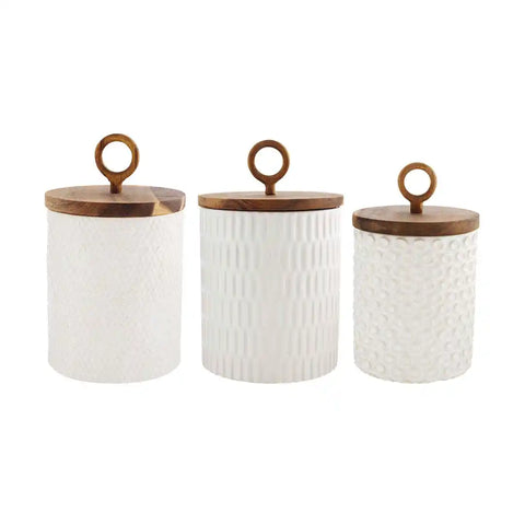 TEXTURED STONEWARE CANISTER SET of 3