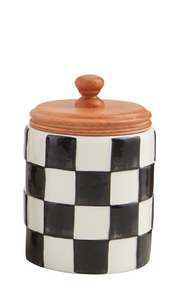 Small Checkered Canister - Black & White