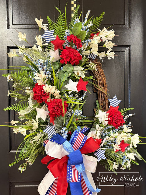 Patriotic Stars and Geranium Wreath