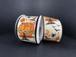 Natural Linen w/ Halloween Center Wired Ribbon - 2.5"x10Y