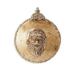 7" Round Santa Head Ornament - Gold