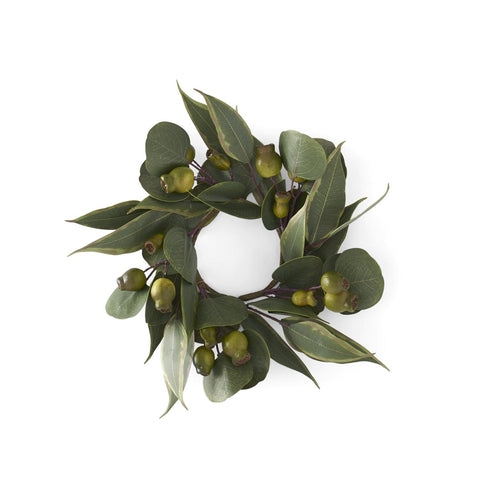 16" Mixed Eucalyptus Candle Ring - Green