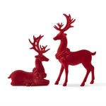 Velvet Resin Reindeer - Set of 2 - Red