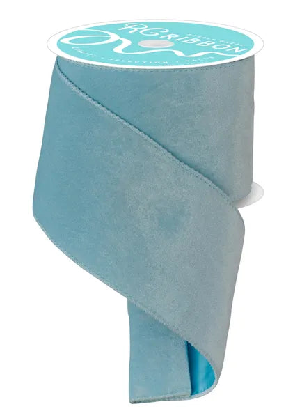 Ice Blue Velvet Wired Ribbon - 4" x 10yds