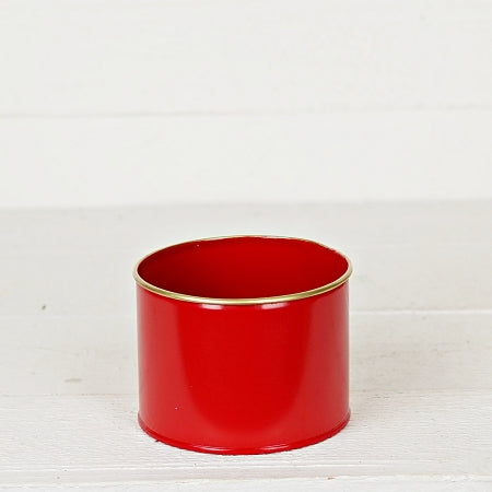 Round Metal Bucket - Red/Gold