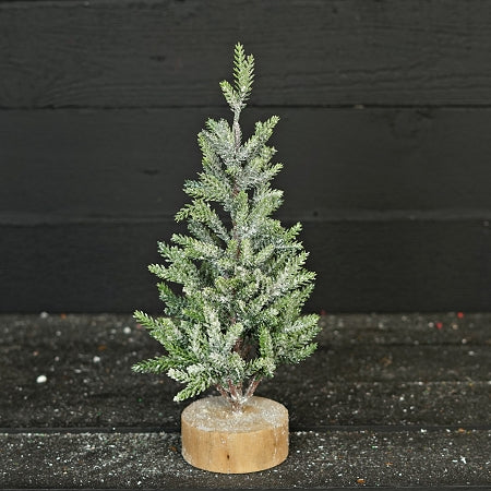 16" Snow Flocked Mini Hemlock Pine Tree - Green