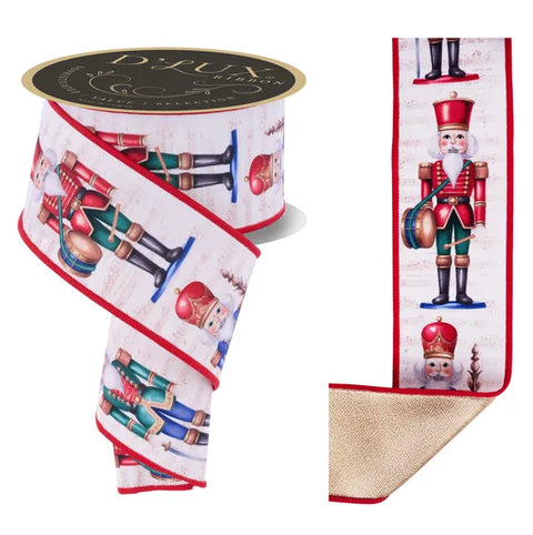 Nutcrackers w/ Gold Fused Backing Wired Ribbon - 2.5" x 10yds