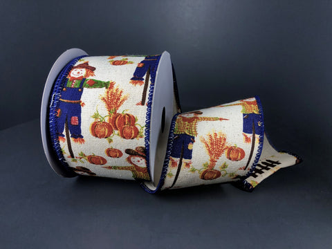 Canvas Scarecrows Wired Ribbon - 2.5  x 10yds