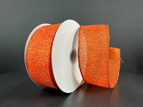 Orange Faux Burlap Shimmer Wired Ribbon - 1.5" x 10yds