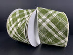 Moss Diagonal Plaid Wired Ribbon - 2.5" x 10yds