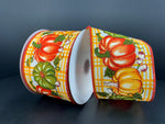 Orange, Moss & Yellow Pumpkin Plaid Wired Ribbon - 2.5" x 10yds