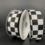 Black & White Race Checked Wired Ribbon - 1.5" x 10yds