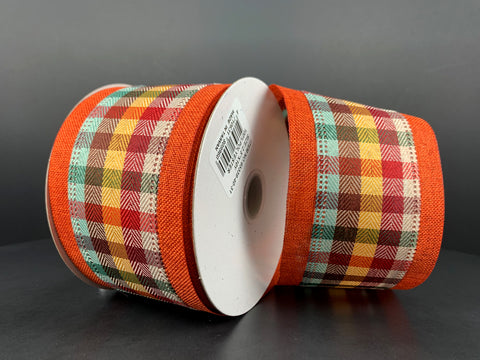 Fall Plaid Check Wired Ribbon - 2.5" x 10yds