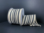 Ivory/Black Woven french stripes wired ribbon - 2.5"x10Y