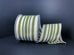 Ivory/Moss Woven French Stripes Wired Ribbon - 2.5"x10y