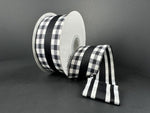 Black and White Gingham Wired Ribbon - 1.5"x10Yds